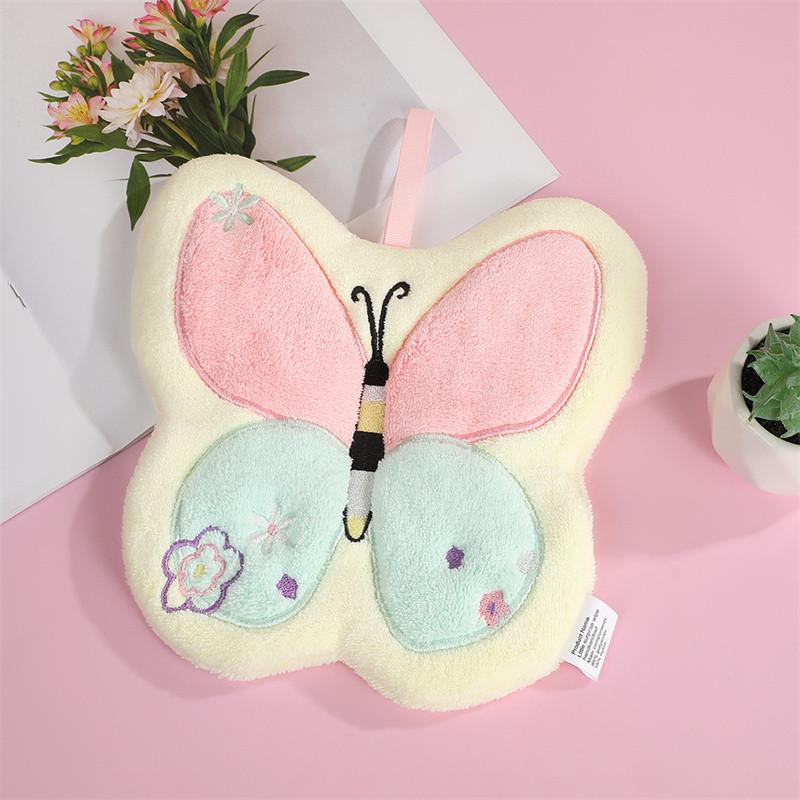 New Cartoon Hand Towel Kitchen and Household Portable Hanging Towel Thickened Daily Butterfly Face Towel