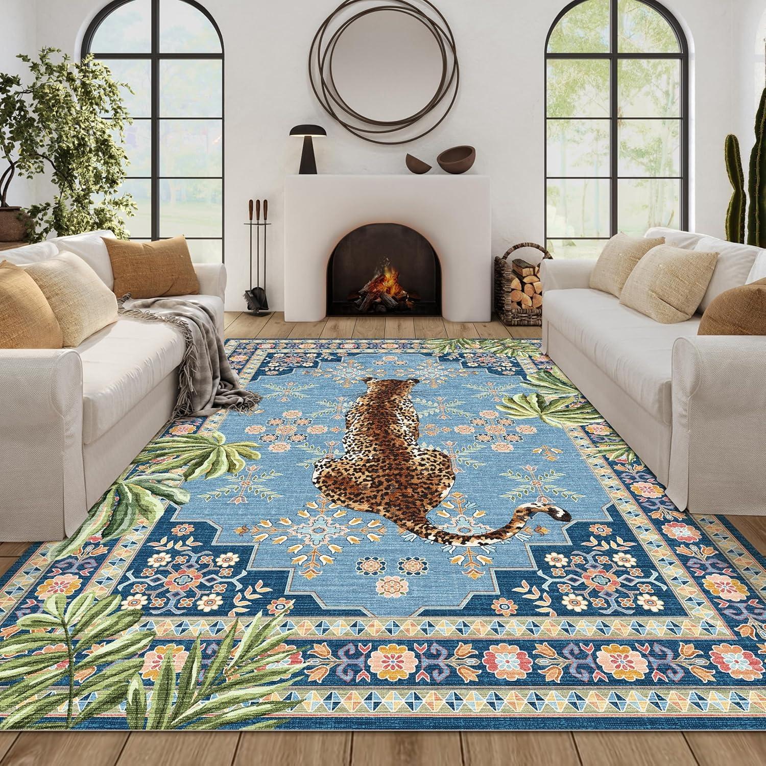 

Килим для вітальні великого розміру, приліжковий килимок для спальні, килими, які можна прати в машині, килими з принтом гепарда та леопарда, ретро килим для домашнього декору 80*160cm