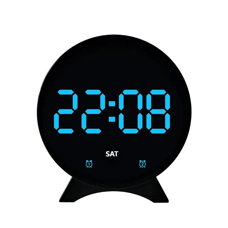 

LED Digital Alarm Clock with Week Date Temperature, Adjustable Brightness & Dual Alarms, 12/24H Electronic Table Clock