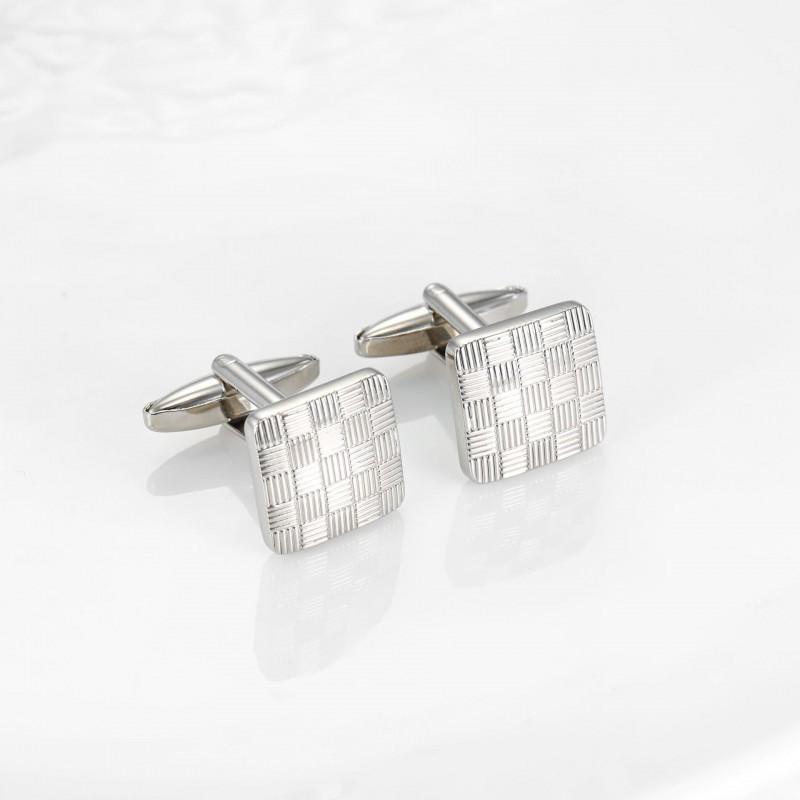 Square Patterned All Copper Metal Cufflinks Men's French Shirt