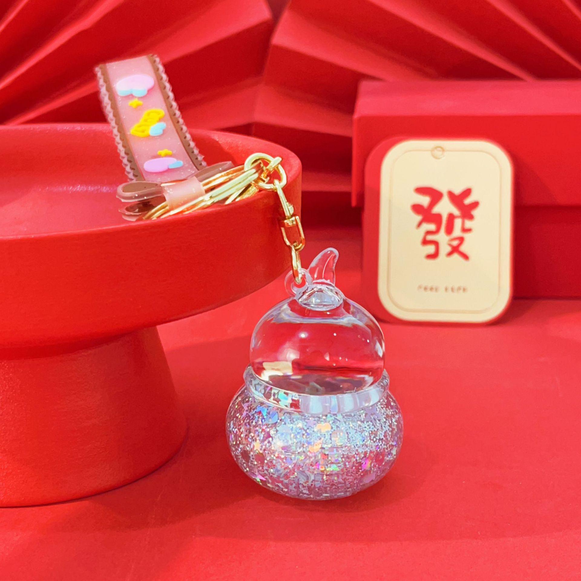

Flashing Red Fu Gourd Keychain: Exquisite Women s Pendant & Cute Car Charm for Backpacks