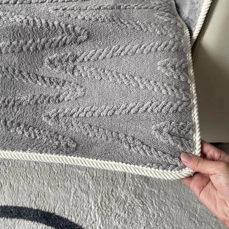Sofa Seat Slipcovers Solid Color Soft Plush Jacquard Sofa Pad Protector Home Winter Warm Sofa Towel Housse Canape Home Decor