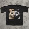 Happy Creepy Smirk Cat Meme T Shirt Funny Ironic Edgy Weird Lover Gift Vintage Versatile Graphic Slightly Soft Casual
