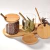 3 stk Glass Oppbevaringskrukke Salt Godteri Kjeks Te Kaffebønner Organizer Flaske Trelokk Beholder Krukke Mat Frokostblanding Kjøkkenoppbevaring
