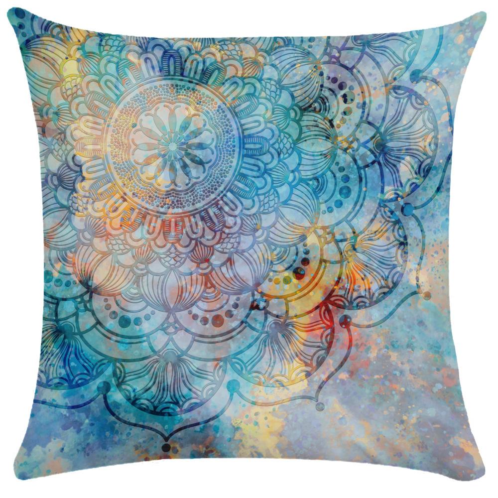 45X45CM Nordic Watercolor Mandala Ethnic Wind Starry Polyester Pillowcase Living Room Sofa Decoration Cushion