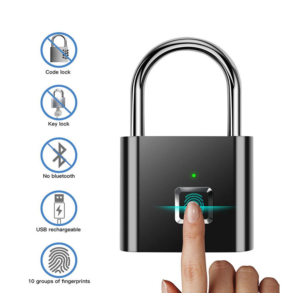 

SY11 Fingerprint Padlock Ultra Light One Touch Open Fingerprint Lock With USB Charging For Gym Locker School Locker Luggage Backpack Suitcase black#0