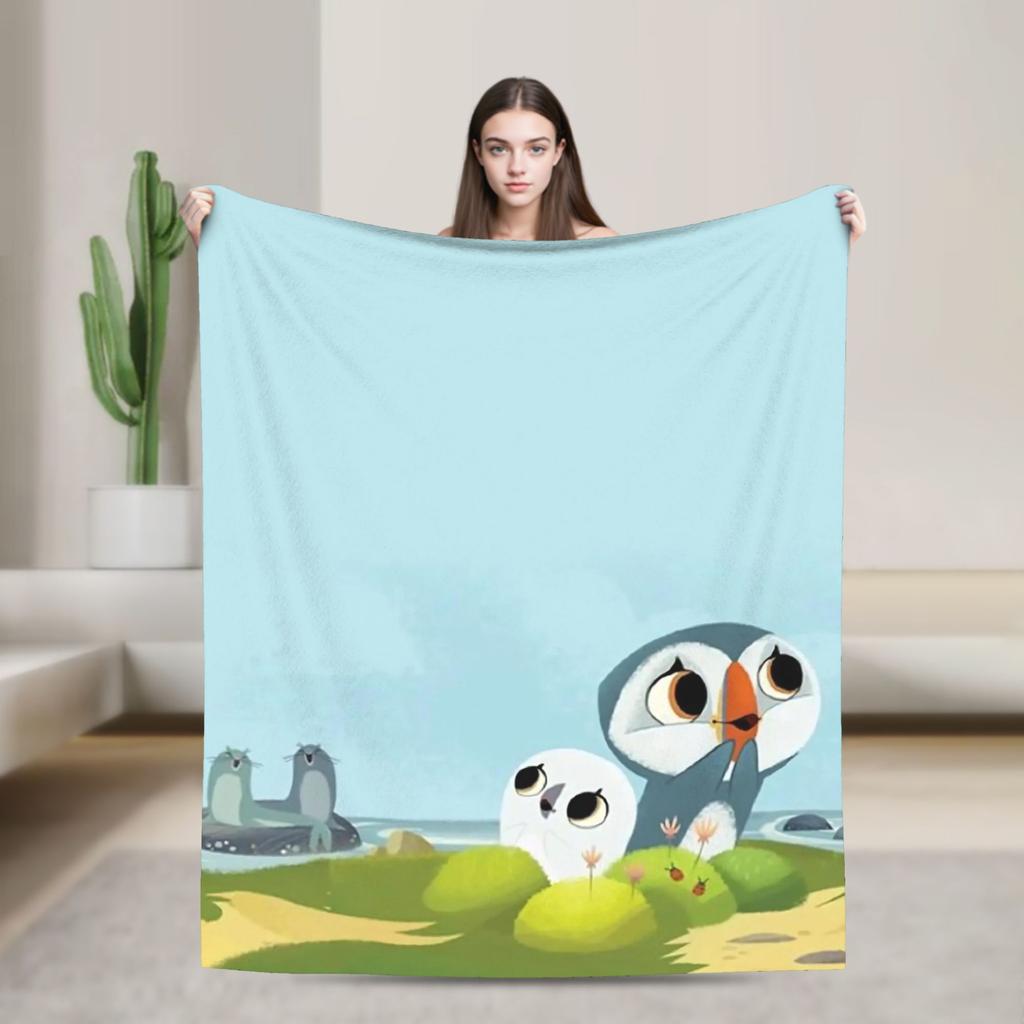 Puffin Rock Oona Baba Fashion Blankets Fleece Cartoon TV Watercolor Soft Throw Fashion Blanket for Bedding Throws Quilt Multi-function