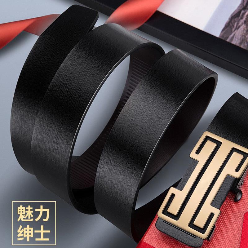 Herren Modischer und Vielseitiger Zahnloser Automatik-Schnallengürtel Trendiger und Personalisierter Rindsleder-Unterwäschegürtel für Junge Leute