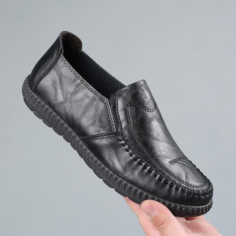 

Повседневная кожаная обувь Мужская дышащая обувь с одной педалью Doudou Shoes Cover Lazy Shoes Летние мокасины Мужская обувь 44 чёрный