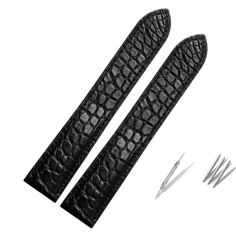 Alligator Leather Strap For Cartier Solo Tank London Genuine Leather Black Brown Men Women Watch Band 16mm 18mm 20mm 22mm 24mm