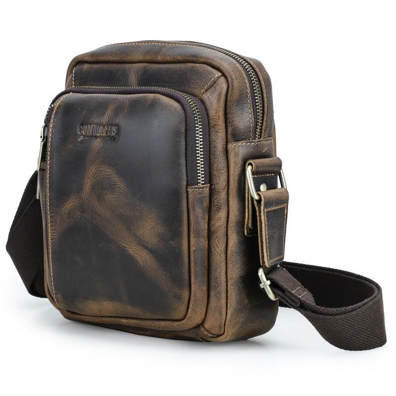 Retro Crazy Horse Leather Men s Crossbody Bag Cross Border Trendy Genuine Shoulder 20x9x22