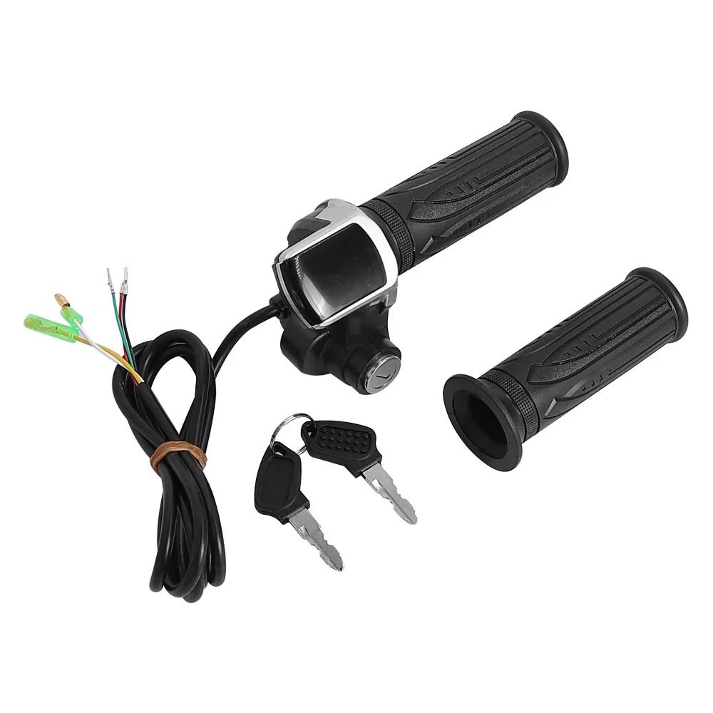 24/36/48/60V Throttle Handlebar Grip Power Speed Rotary With Key With LCD Battery Display For Electric Scooter Bike Parts
