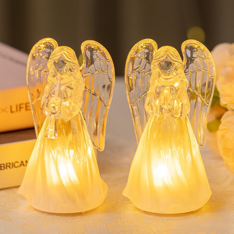 LED Light-up Little Angel Acrylic Imitation Crystal Angel Ornament Christmas Decoration Angel Night Light