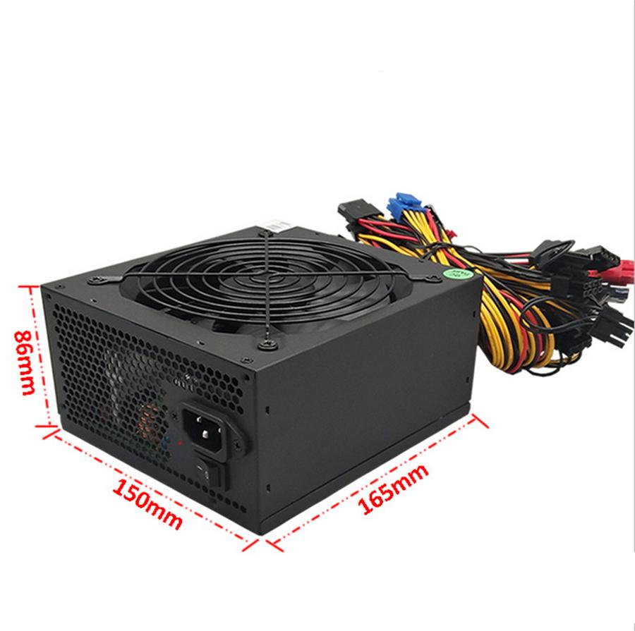 2000W 190-265V Portable Computer Mining Power Supply ATX Fit For 8 Graphics Card Eth Coin