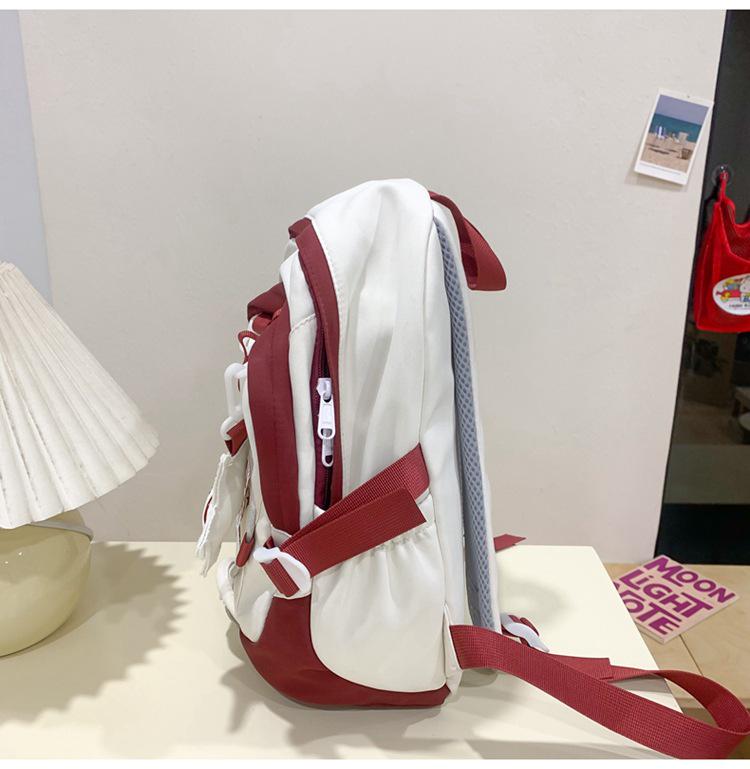 2025 Stylish Color Block Backpack for Junior High Girls - Large Capacity, Korean Academy Style