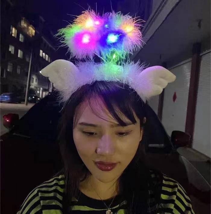 Luminous Feather Bunny Ear Plush Headband Hair Clip - Fun Accessories & Gifts