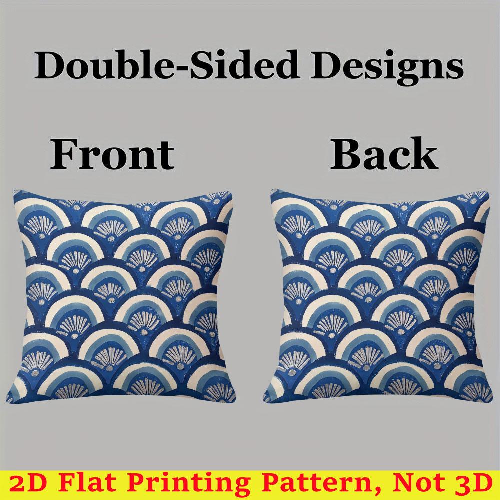 Blue Fan square Jacquard Pillow Cover for Sofa Office Waist Cushion Cover Home Decorative Pillowcase