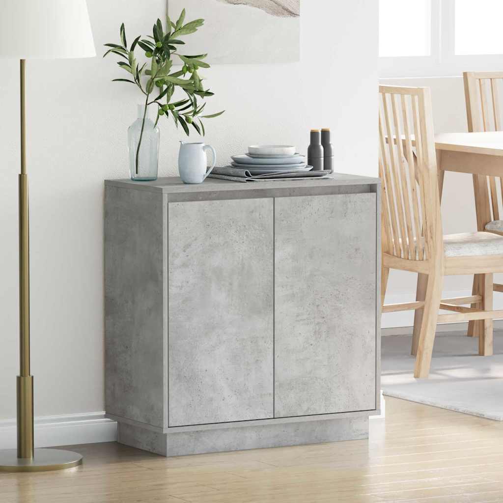 LED Sideboard in Concrete Grey 71 x 34.5 x 75 cm Particleboard