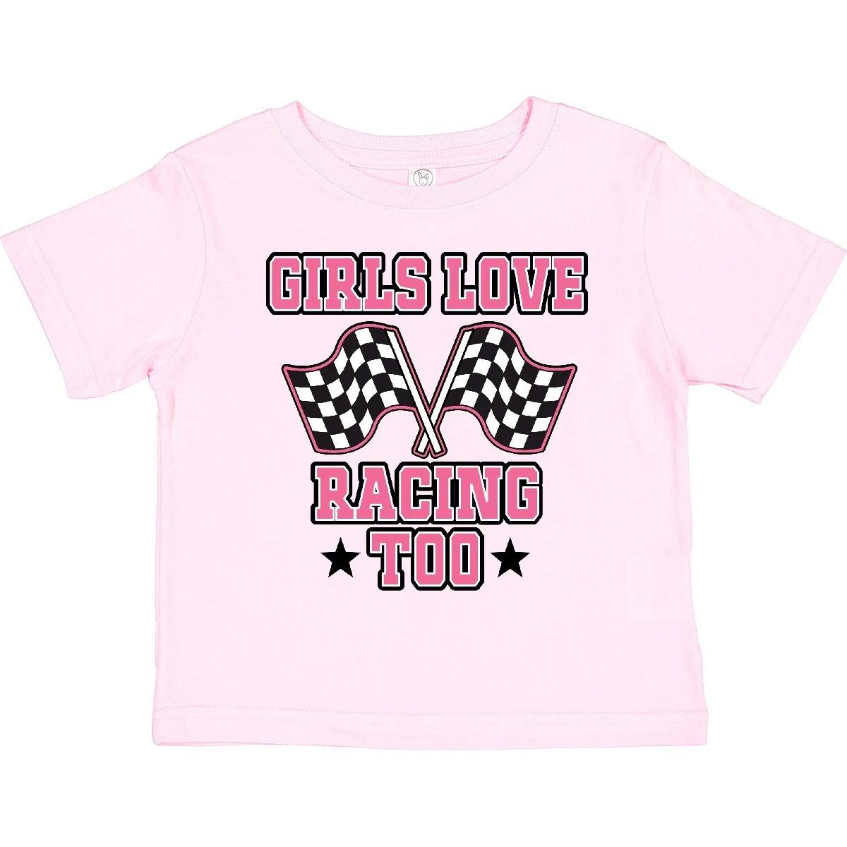 

Inktastic Girls Love Racing Rally Flags Toddler kids boys T-Shirt Cars Childs Child Kid 100