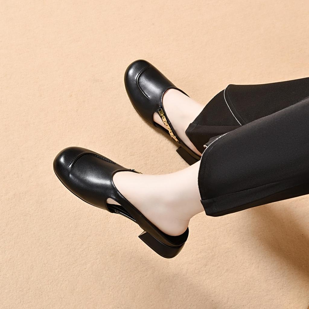 Baotou slippers women's outer wear summer new casual lazy drag flat bottom round head comfortable hollow sandals