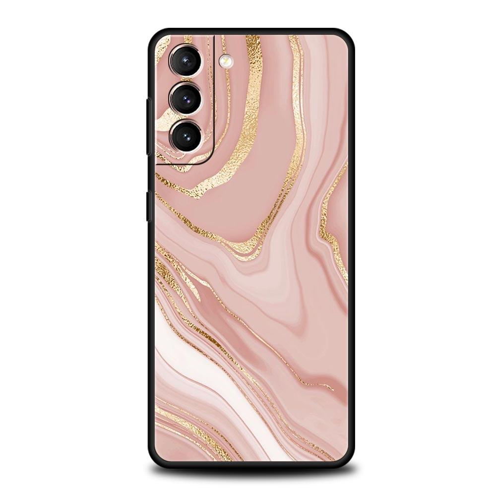 Beautiful Rose gold art Phone Case For Samsung Galaxy S24 S23 S22 S20 Ultra S21 FE 5G S10 S9 Plus S10E S8 Soft Silicone Cover