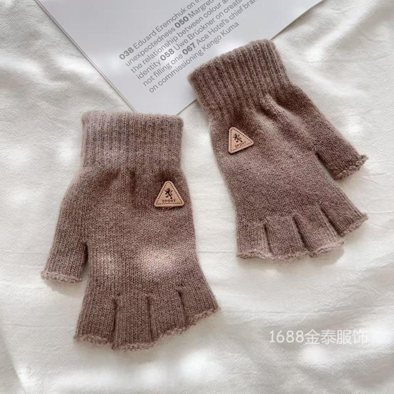 

Осенне-зимние перчатки без пальцев для улицы, взрослые, для езды, противоскользящие, вязаные шерстяные, холодостойкие перчатки для пальцев one size fits all хаки