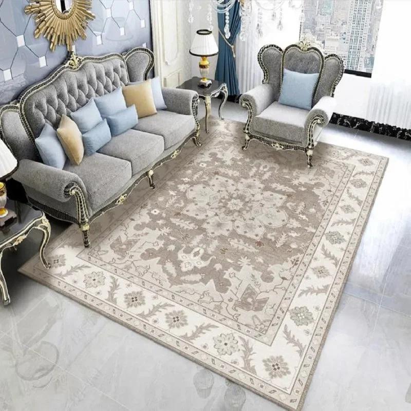 Beige Persian Retro Area Rug Soft Machine Washable Living Room Carpet Easy Fold Balcony Cloakroom Bedroom Floor Mat Easy Care