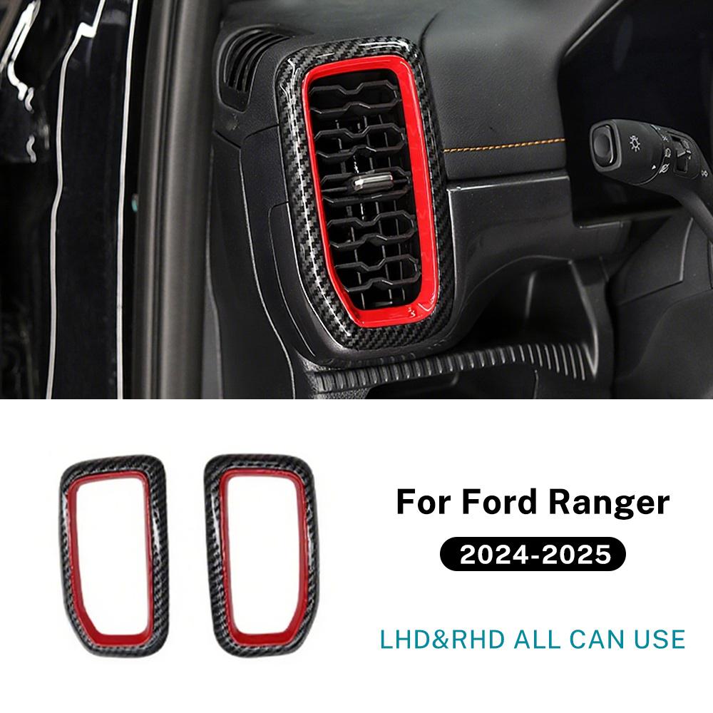 For Ford Ranger 2024 2025 LHD RHD Car Air Outlet Frames Carbon fiber pattern Interior Accessories