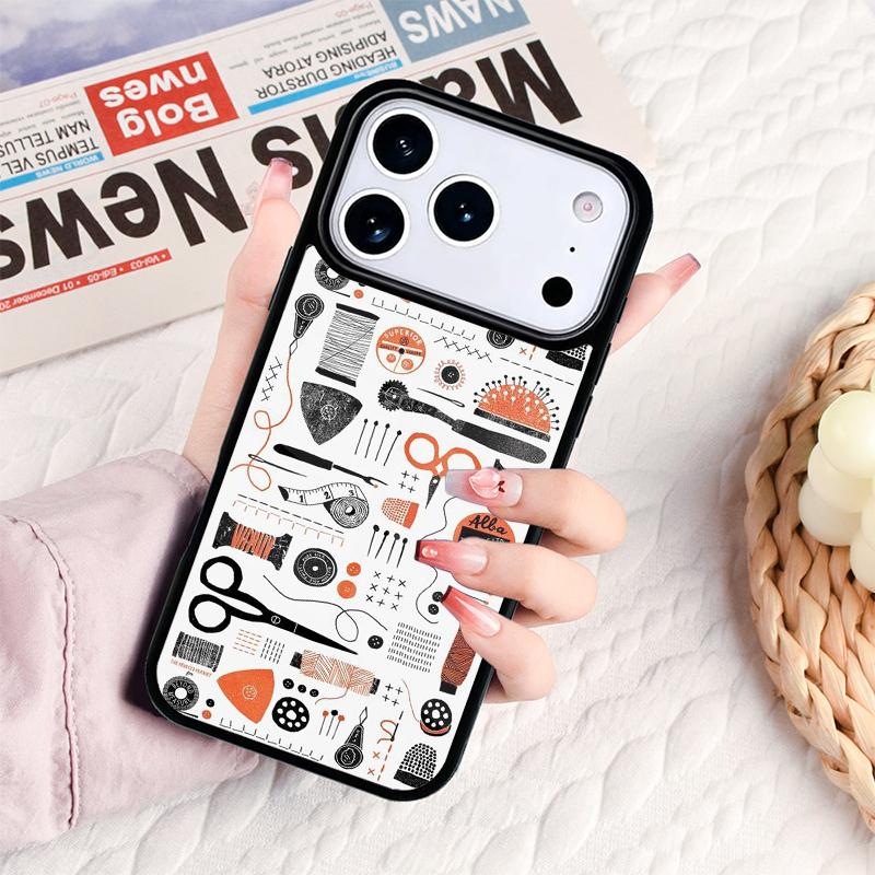 Sewing Machine Pattern Phone Case For IPhone 17 16e 15 14 13 12 11 Pro Max Air Mini Soft Protective Cover