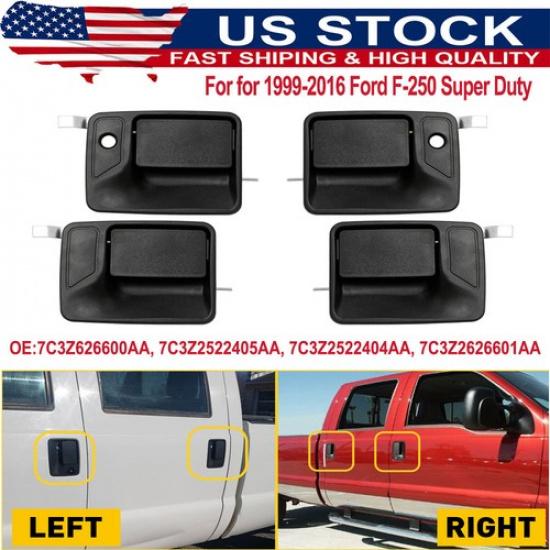 Door Handle Set Textured Black Outer For 1999-2016 Ford F-250 Super Duty Black