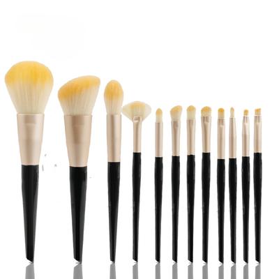 Pennello per fondotinta Pennello per cipria sciolto Pennello per ombretto 12 pennelli per trucco cilindrici neri Set pennelli per ombretti Strumenti per il trucco
