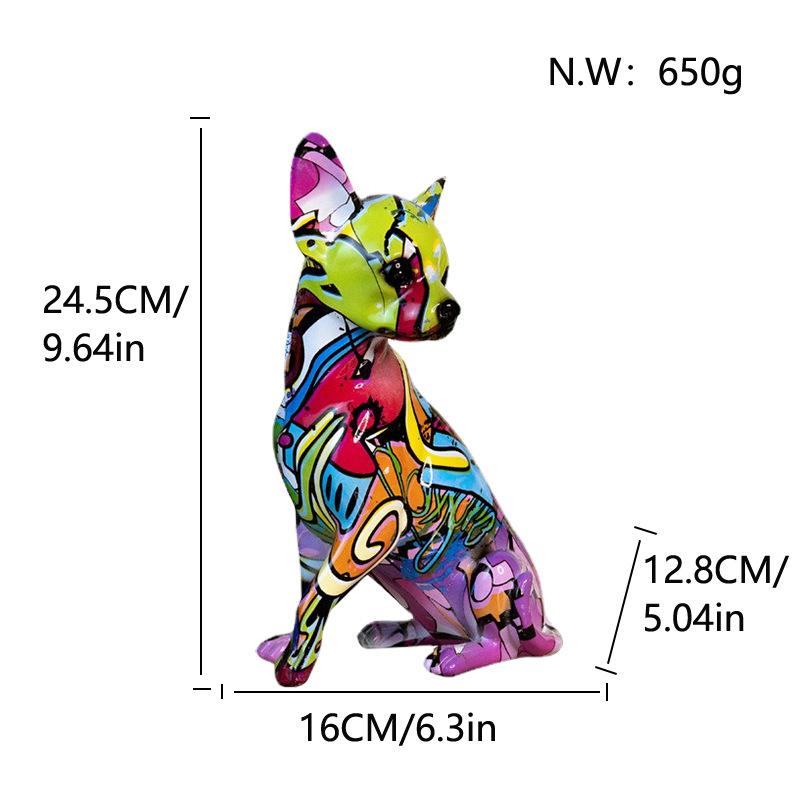 Fargerik Chihuahua Hjemmedekorasjon Stue Inngang Valpepynt Skrivebord Kontor High-end Resin Håndverk