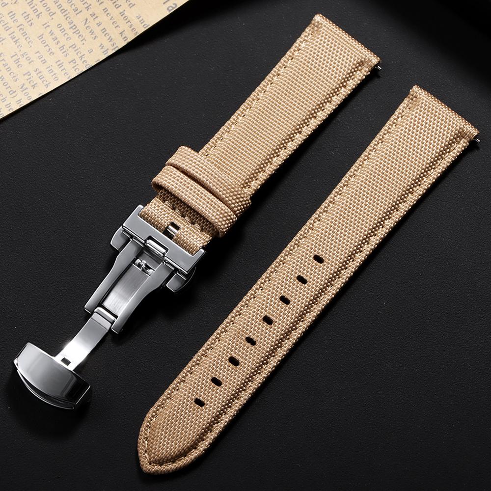 Cinturino Orologio in Tela di Nylon a Rilascio Rapido 20mm 22mm Fibbia a Farfalla per Orologi Omega Seiko Cinturino Orologio Accessori