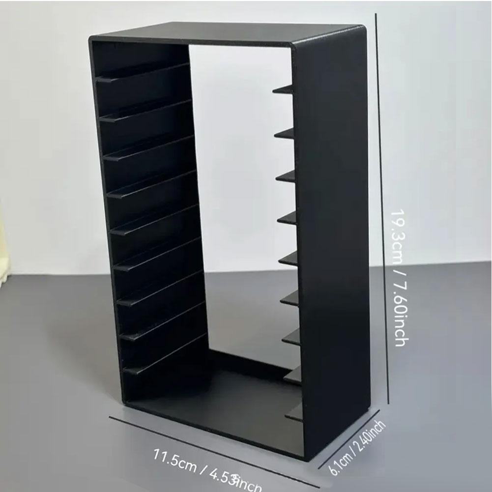 Black Plastic Cassette Tape Holder Box with Magnetic Closure Large Capacity Compact Organizer Stores Up To 10 Tapes