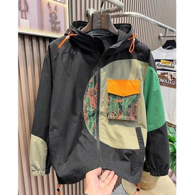 Jacket Men's Spring and Autumn New Loose Fat Jacket Hooded Jacket Slimming