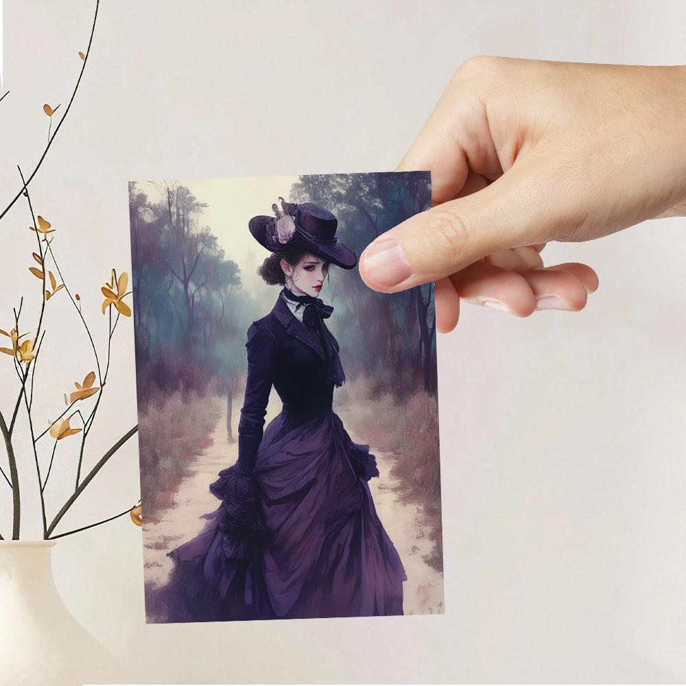 32pcs, vintage purple healing postcards, perfect for birthday/anniversary gifts, suitable for collection, gifting, and mailing.