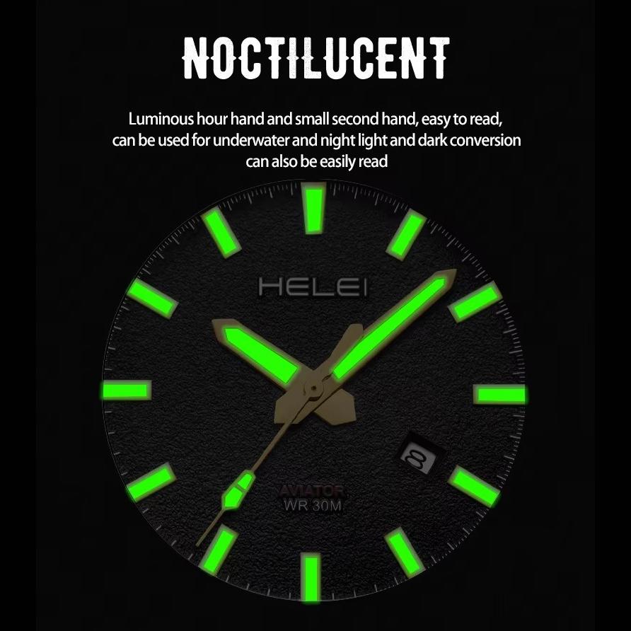 Mens Quartz Watches Large Face Diving Style Wrist Watch Luminous Hands Waterproof Watch with Date