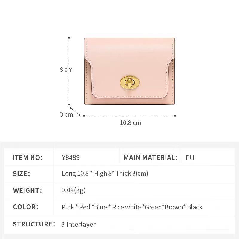 Short Hasp Wallets Pu Leather Multi-Card Pocket Purses For Women Portable Money Bag Small Coin Card Holders