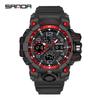 SANDA Women's Trendy LED Dual Display Waterproof Watch with Hourly Chime