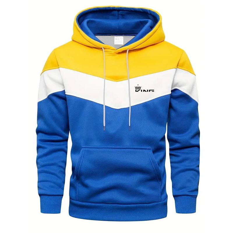 

3D Digital Printing Color Blocking Comfortable Men s Hooded Sweatshirt for Spring and Autumn Casual Outdoor Activities Polyester Fiber 4XL