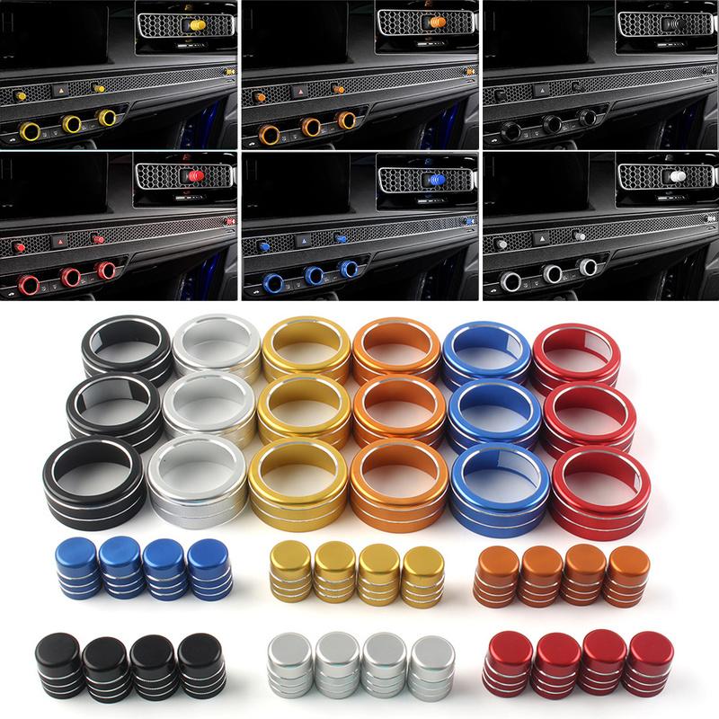 7Pcs/Set Aluminum Car Central Control Switch Knob Ring Cover Trim For Honda Civic 11th -up For CRV CR-V -2024