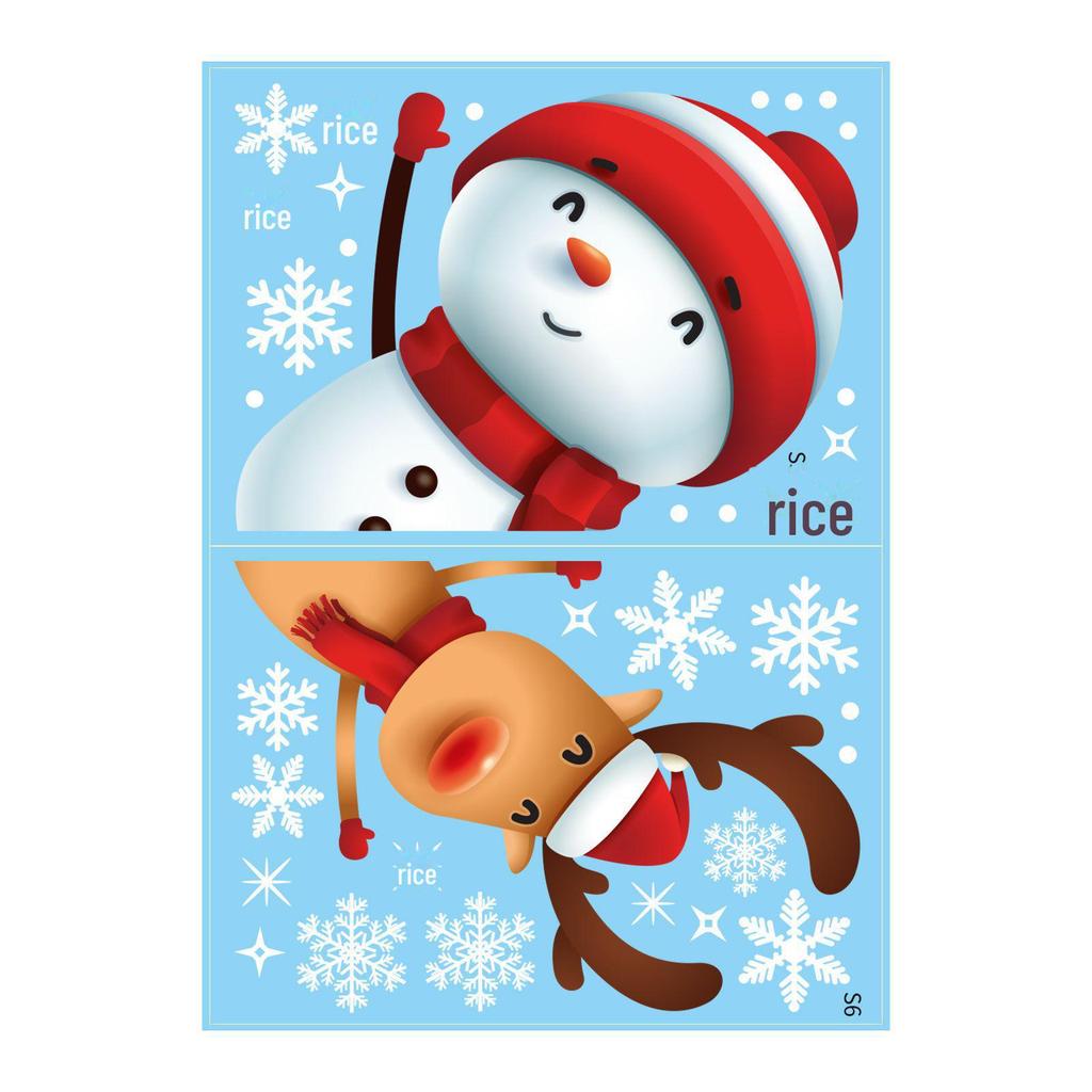 Weihnachtsgrenzüberschreitende statische Aufkleber: Geschenkanhänger mit Weihnachtsmann, Schneemann und Elch für Fenster