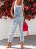 Light Blue Women's Ripped Denim Overalls