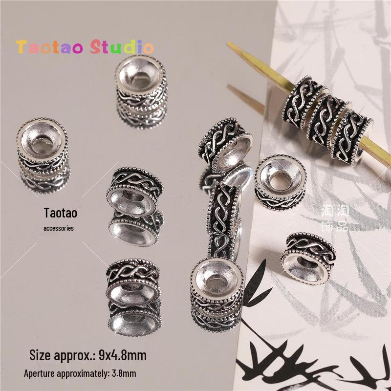 Tibetan Antique Silver Flower Spacer Beads Pendant for DIY Jewelry