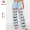 Jeans Rotos para Mujer Moda Callejera Huecos de Pierna Recta de Tiro Alto