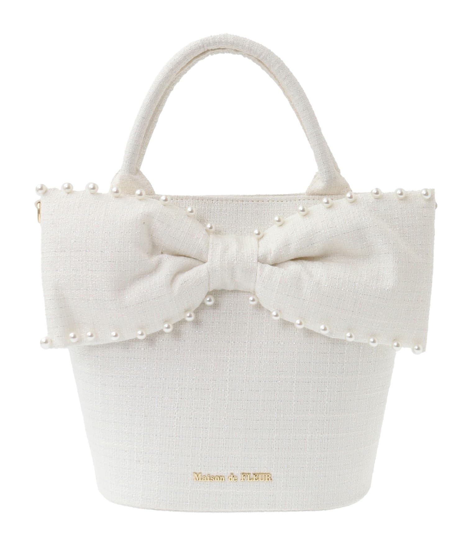 

Женская твидовая сумка на плечо Maison de Fleur с жемчугом, цвет вне белого