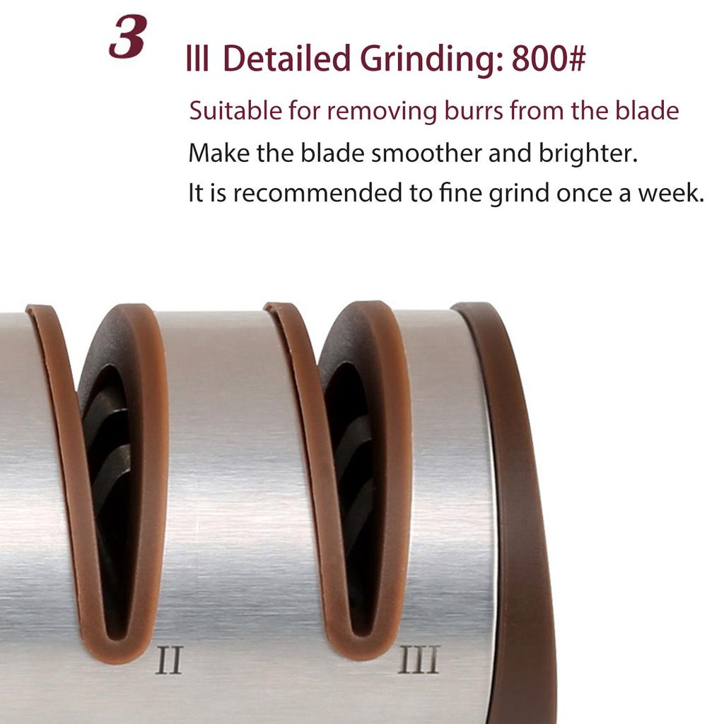 Manuální kuchyňská ostřička 3 stupňová pro rychlé ostření, obnovu, leštění, pro kuchyňské použití, ergonomický úchop