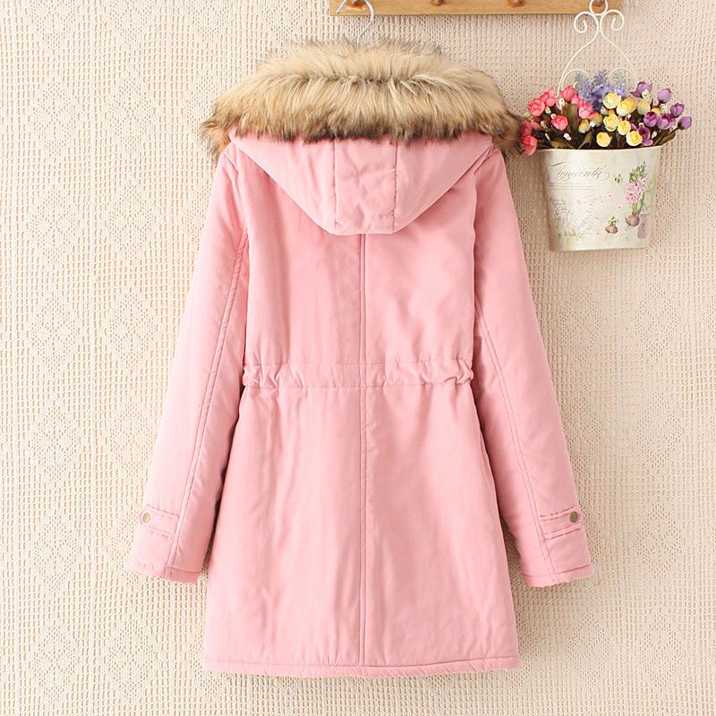 Cappotto di Cotone Slimming con Cappuccio in Eco-pelliccia Stile Europeo & Americano Autunno/Inverno 2025