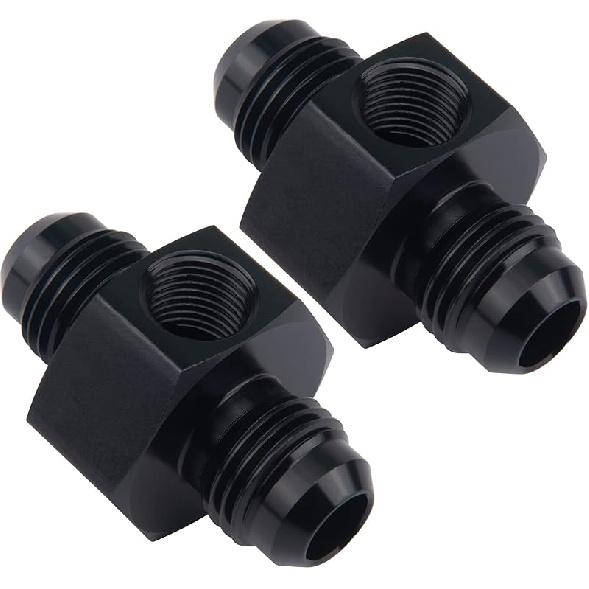 EVIL ENERGY 6AN Male to 6AN Male Flare Union Coupler with 1/8 NPT Gauge Port Fitting Adapter 2PCS