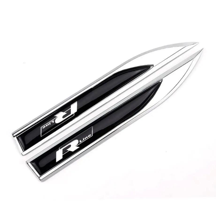 1 Pair 3D Metal R Badge Car Sticker Accessories Fender Emblem Sticker For Volkswagen VW Polo Golf 6 Passat B6 T5 TSI